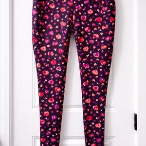 Black Leggings with Pink and Red Heart Print